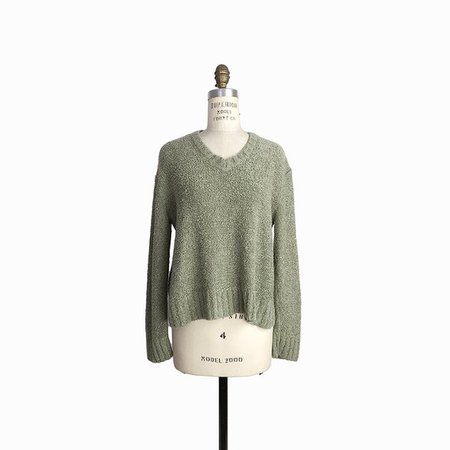 Vintage 90s Slouchy Sweater in Sage Green Boucle / 90s Grunge / Super Soft - women's small