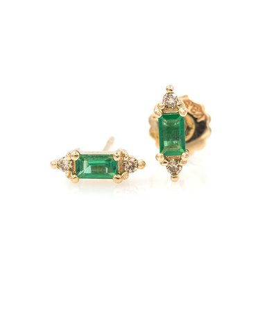 Emerald Baguette Diamond Studs - Audry Rose