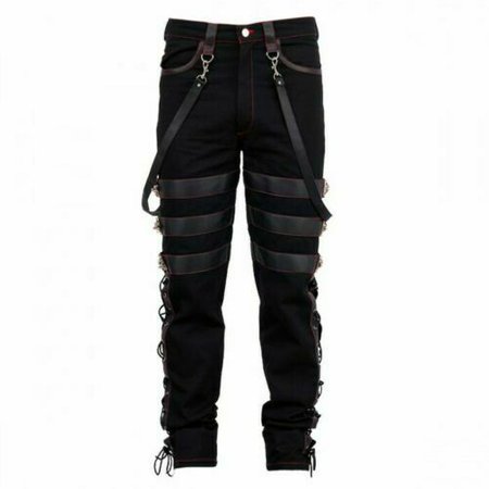 Black Gothic Men Steampunk Vintage Emo Jeans Trousers Pant 30 to 46 | eBay
