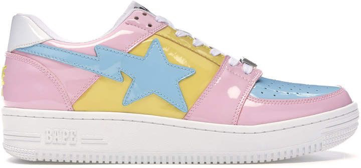 Yellow Blue And Pink Bape Shoes