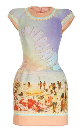 Coaster Structured Printed Cotton And Linen Mini Dress By Zimmermann | Moda Operandi