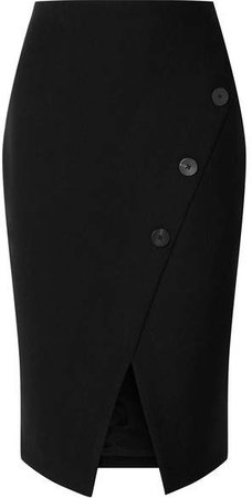Cefinn - Button-embellished Stretch-crepe Pencil Skirt - Black