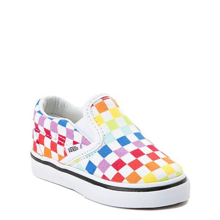 Vans Slip On Rainbow Checkerboard Skate Shoe - Baby / Toddler - Multi | Journeys