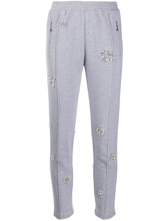 Farfetch AREA Embellished Cropped Track Trousers