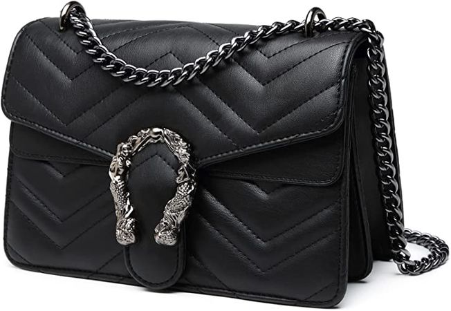 MYHOZEE Crossbody Purses for Women, Black Shoulder Bag Leather Chain Satchel Purse Ladies Handbags Evening Bag: Handbags: Amazon.com