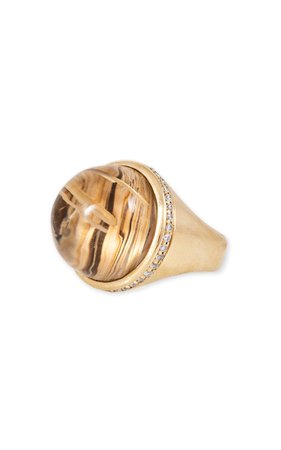 14k Yellow Gold Crystal Ball Ring With Rutilated Quartz By Jacquie Aiche | Moda Operandi