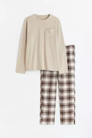 Regular Fit Pajamas - Beige/plaid - Men | H&M US