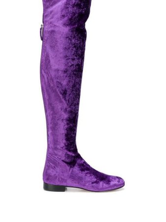Alberta Ferretti thigh-length velvet boots AW18 | Farfetch.com