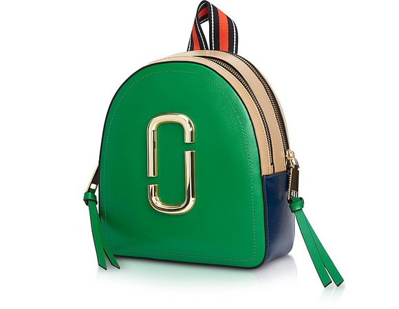 Marc Jacobs Green Color-Block Leather Pack Shot Backpack at FORZIERI