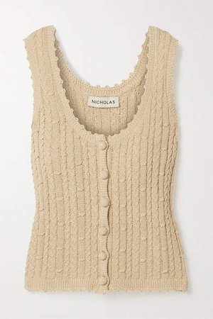 Sheila Cropped Cable-knit Cotton-blend Tank - Beige