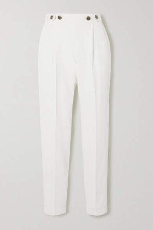 Pleated Cady Slim-leg Pants - White