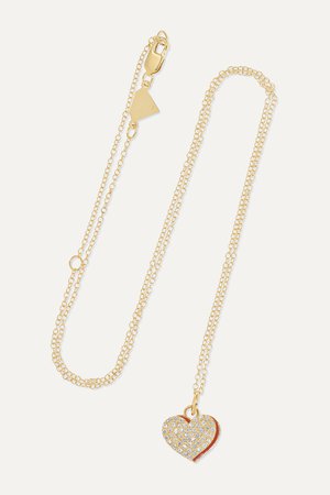 Gold Heart 14-karat gold, enamel and diamond necklace | Alison Lou | NET-A-PORTER