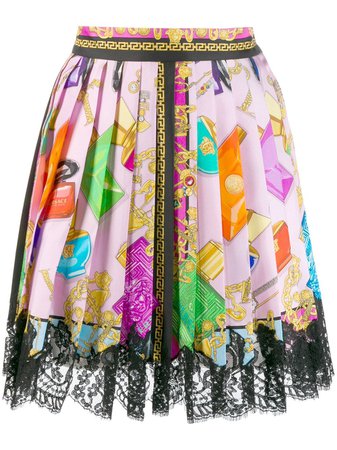 Versace Blonde Print Lace Skirt | Farfetch.com