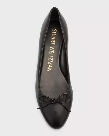 Stuart Weitzman Leather Bow Ballerina Flats | Neiman Marcus