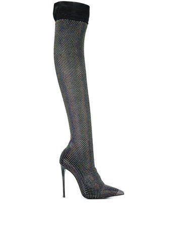 Shop Le Silla embellished thigh-high boots with Express Delivery - FARFETCH