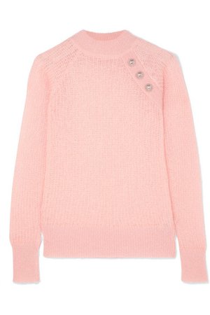 Balmain | Button-embellished ribbed mohair-blend sweater | NET-A-PORTER.COM