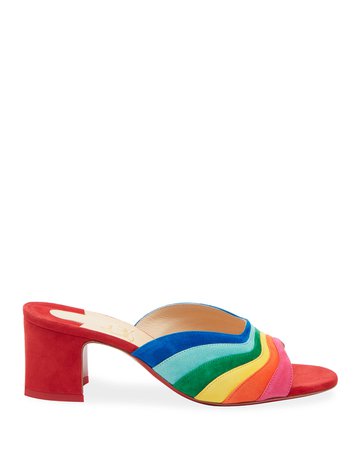Christian Louboutin Degradouce Rainbow Red Sole Slide Sandals