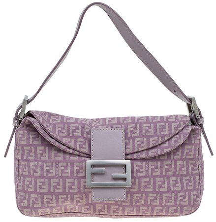 FENDI Lilac Zucchino Canvas Handbag