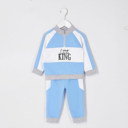 Mini boys blue funnel neck outfit | River Island