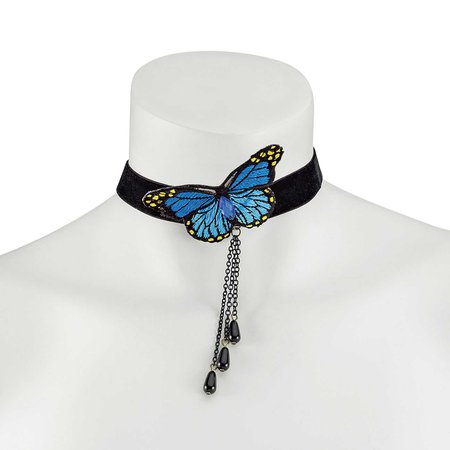 Aqua Butterfly Choker - Women’s Romantic & Fantasy Inspired Fashions