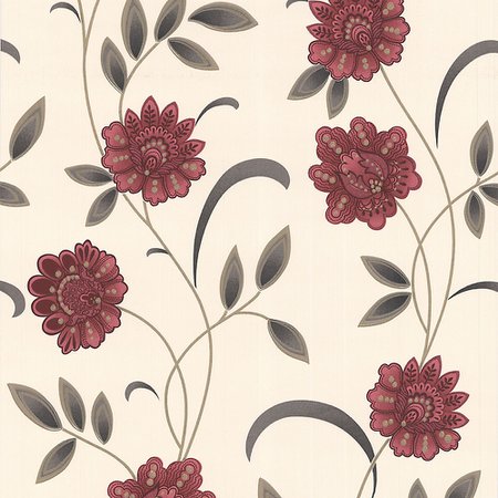Graham & Brown Sadie Red/Charcoal/Cream Wallpaper | The Home Depot Canada