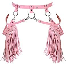 Amazon.com: Asooll Punk Leather Waist Chain Tassel Fringe Belt Rave Belly Belt Harness Bikini Party Prom Body Accessories for Women and Girls (Pink) : Clothing, Shoes & Jewelry