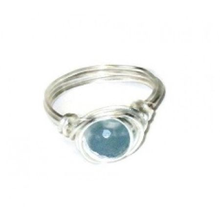 Light Blue Grey Jade Wire Wrapped Ring | AngieShel Designs