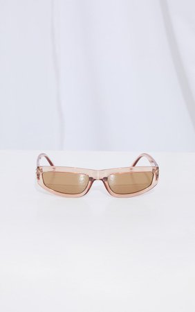 Brown Square Slimline Sunglasses | PrettyLittleThing USA