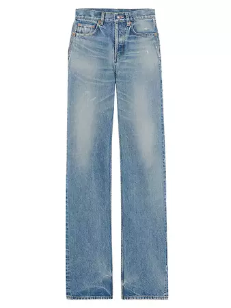 Shop Saint Laurent Long Straight Jeans in Charlotte Denim | Saks Fifth Avenue