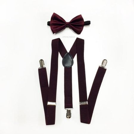 Maroon Bowtie and Suspenders
