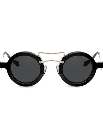 Shop Miu Miu Eyewear Société round frame sunglasses with Express Delivery - FARFETCH