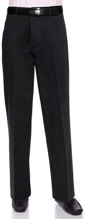 AKA Men's Wrinkle Free Cotton Twill - Traditional Fit Slacks Flat-Front Chino Straight-Legs Casual Pants Black 50 Short at Amazon Men’s Clothing store