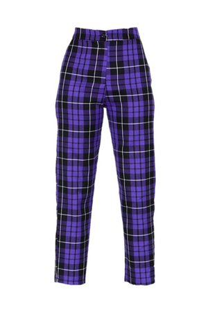 purple plaid pants