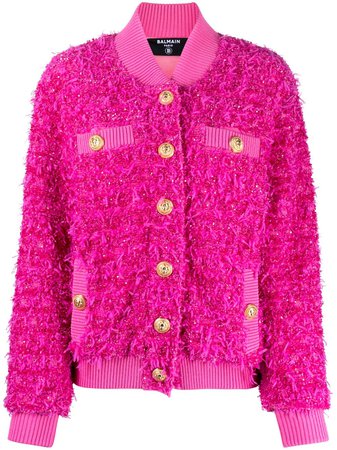 Shop Balmain x Barbie tweed bomber jacket with Express Delivery - FARFETCH