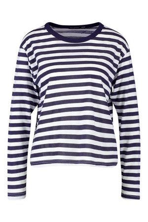 Basic Stripe Cotton Long Sleeve T-Shirt | Boohoo
