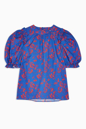 Cobalt Blue Floral Print Blouse | Topshop