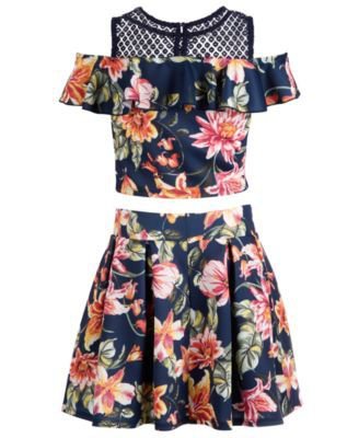 (18) Pinterest - Beautees Big Girls Floral-Print Top & Skirt Set - Blue 7 | Products