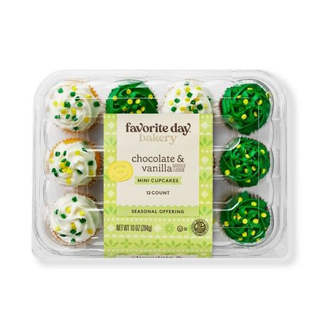 St Patrick's Day Chocolate & Vanilla Mini Cupcakes - 10oz/12ct - Favorite Day™ : Target