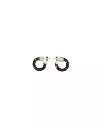 Miu Miu Logo Earrings in Black | Lyst
