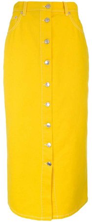 yellow button up skirt