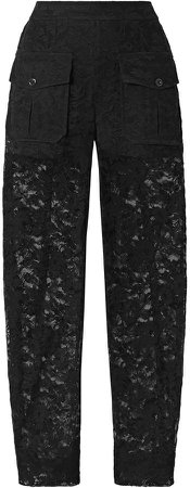 Cotton-blend Lace Tapered Pants