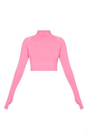Neon Pink Zip Up Crop Top | Tops | PrettyLittleThing