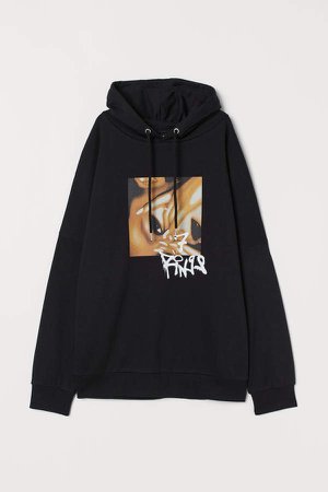 H&M+ Oversized Hooded Top - Black