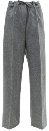 Felted Wool Blend Trousers - Womens - Grey