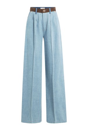 Wide Leg Jeans with Suede Waistband Gr. FR 34