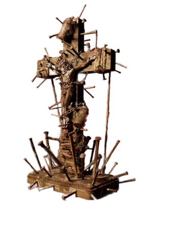 art crucifix sculpture Southern Gothic