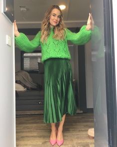 green skirt combo