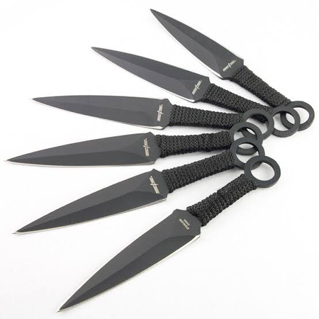 black throwing knives steel