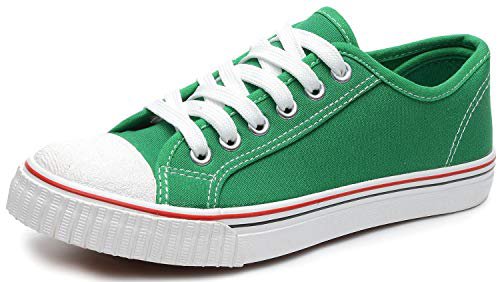 Amazon.com | Odema Women Lace Up Canvas Shoes Fashion Sneakers Classic Casual Preppy Style Flat Shoes Green | Fashion Sneakers