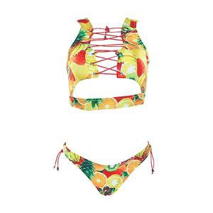 Sexy Tie Up Bikini - Tootie Fruity pink red blue orange green yellow womens 2 piece bikini – Addicted